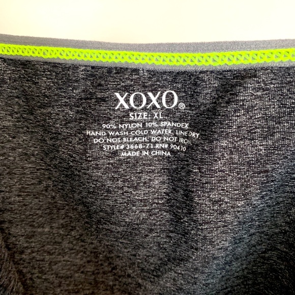 XOXO Grey Tank Top with Lime Green Stitching, Like New, Size XL more like M - Picture 3 of 3